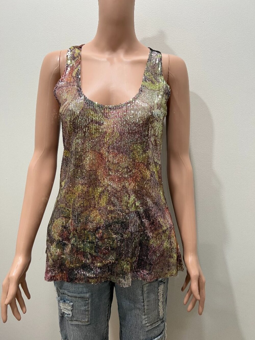 Y2K Daytrip sparkly sequined tank top size L